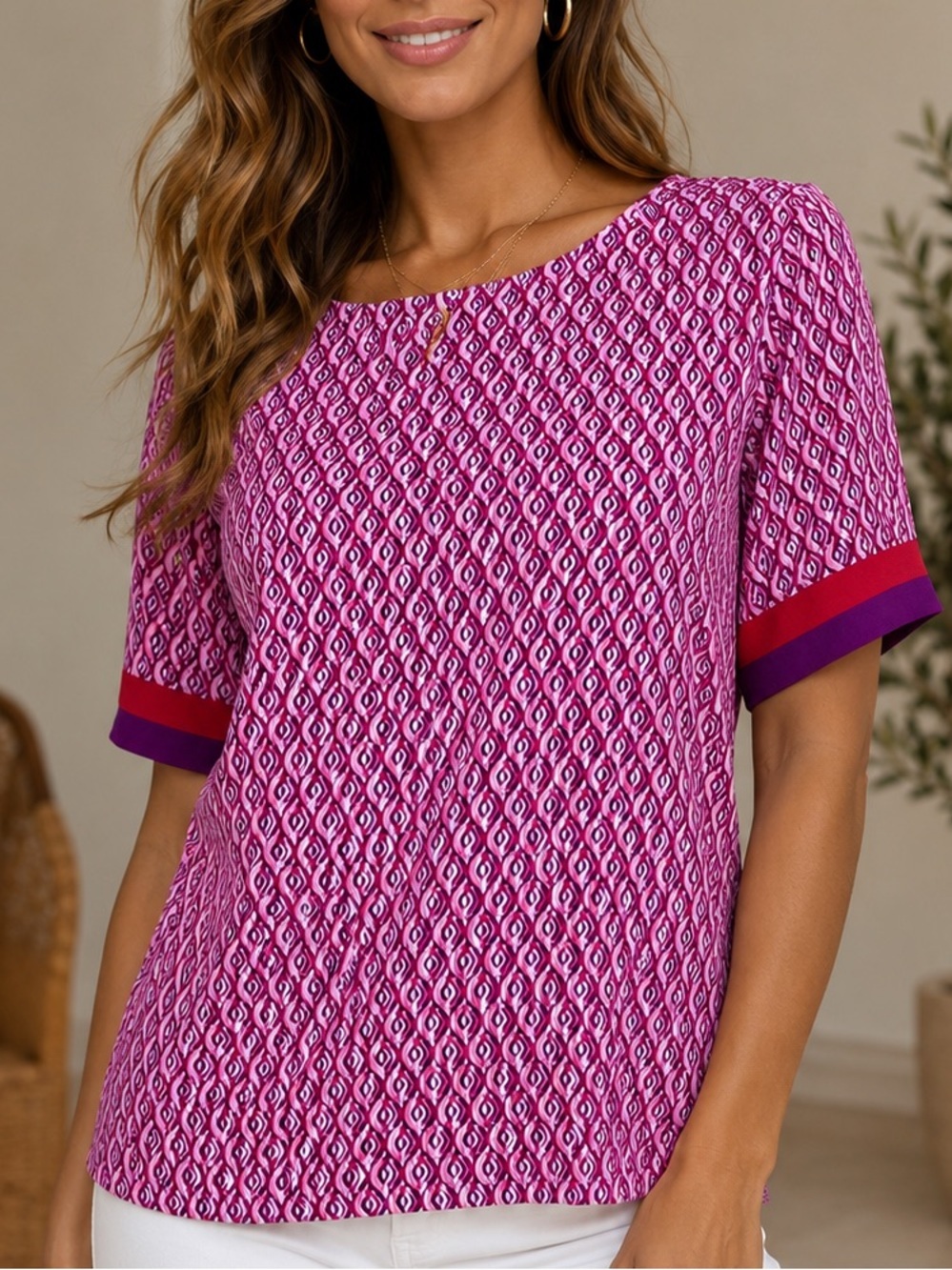 Chico’s Geometric Pink Top (886)